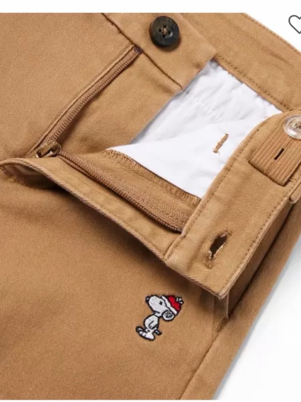 Janie and Jack Tan Embroidered Character Chino Pants Christmas snoopy unisex - Picture 3 of 5